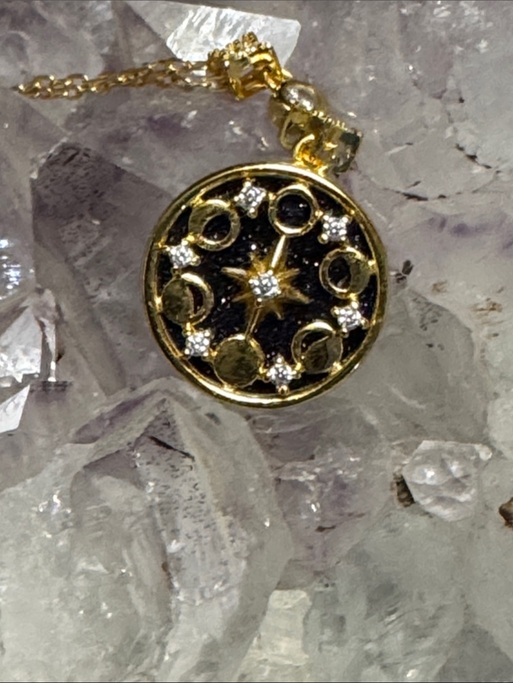 Gold Moon Phase Pendant Necklace - Elegant Celestial Design